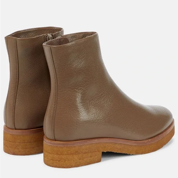 $1480 THE ROW Boris boot bootie moonstone taupe grained goatskin 38 7-7.5 - Picture 5 of 14